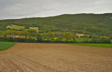 Scenic landscape of Sibilini national park in Umbria, Italy