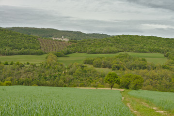 Scenic landscape of Sibilini national park in Umbria, Italy