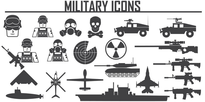 Collection of flat  icons - army and military theme