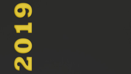 Yellow 2019 number cut in black paper