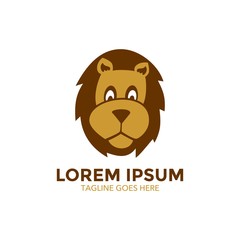 Unique lion logo mascot template. vector. editable. simple shape. minimalist color. memorable