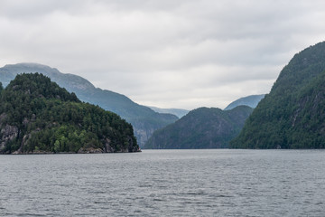 The mountains form a multi-planned mountain landscape. Monstraumen, Hordaland country, Norway, Europe.