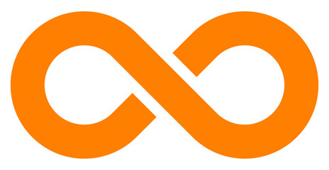 infinity symbol orange - simple with discontinuation - isolated - vector