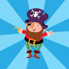 happy cute bearded pirate seaman robber sailor burglar buccaneer cartoon character