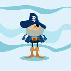 happy cute bearded pirate seaman robber sailor burglar buccaneer cartoon character