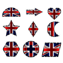 flag of Great Britain, set of different geometric shapes from flag colors of Great Britain