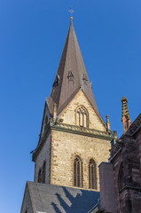 Fototapeta na wymiar Tower of the Pfarrkirche church in Warburg, Germany