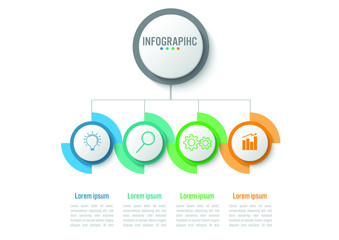 Business infographic template with 4 options, Abstract elements diagram or processes and business flat icon, Vector business template for presentation.Creative concept for infographic.