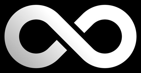 infinity symbol white - gradient with discontinuation - isolated - vector