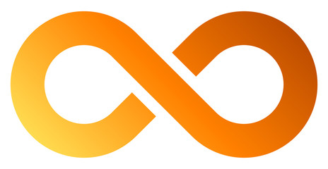 infinity symbol orange - gradient with discontinuation - isolated - vector