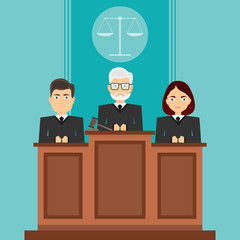 Court session. The judges sit in court. The judges sit in their seats.