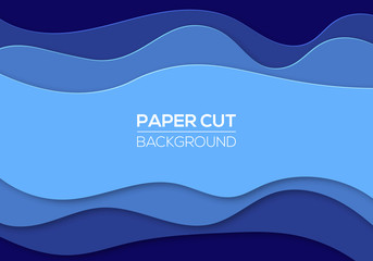 Modern paper cut art design template with cartoon abstract waves