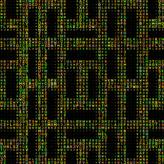 Abstract ornament of letters. Halftone style. Vector illustration.