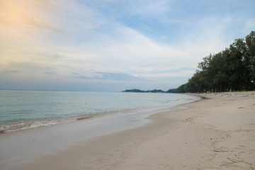 Beautiful tropical Thailand with beach, Blue Sea and White Sand and sunlight