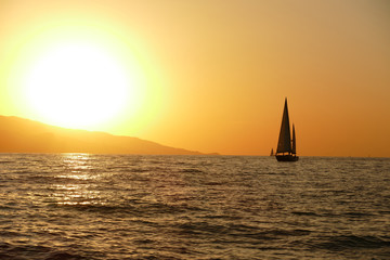 Obraz na płótnie Canvas sailing regatta at sunset