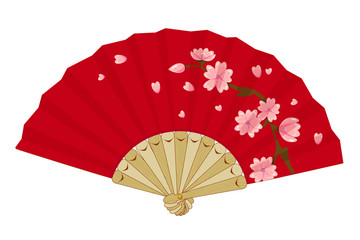 Japanese Folding Vintage Fan with Sakura