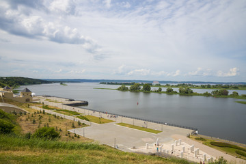 Fototapeta na wymiar Port on the Volga river in Bolgar in Russia in the Republic of Tatarstan. Summer day. 7 July 2018