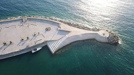 Aerial drone photo of famous resort in Cavo Tagoo famous for number of pools in new public port of...