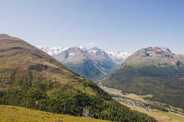 Pontresina, Val Bernina, Bernina, Piz Bernina, Val Roseg, Rosatschgruppe, Wanderweg, Oberengadin, Engadin, Alpen, Graubünden, Sommer, Schweiz