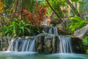 Waterfall in garden at the public park