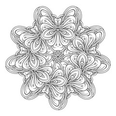 Vector abstract black and white ethnic star shape mandala motif