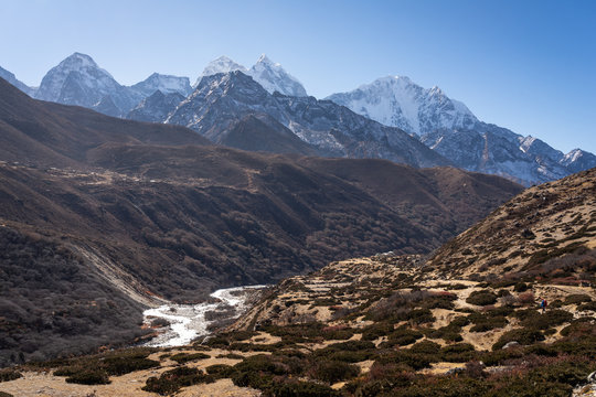 Himalayas mountain landscape in Pangboche village, Nepal