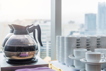 Coffee or tea in kettle boiler pot for conference break