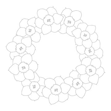 Daffodil - Narcissus Flower Outline Wreath
