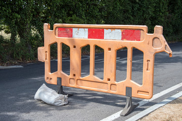 Plastic road barrier in the UK