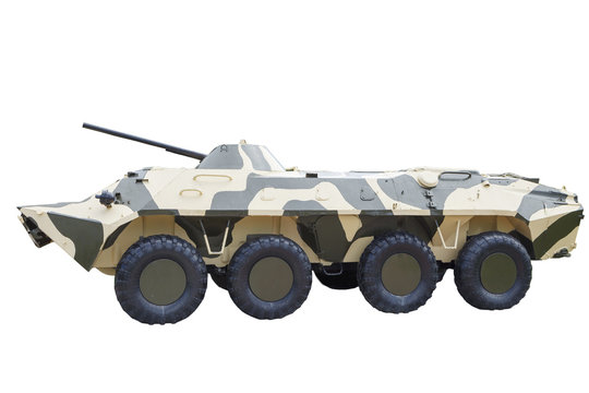 military armored transport combat vehicle isolated on white background