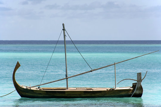 The traditional Maldives Dhonis