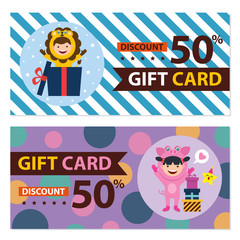 birthday gift card with kids in animal costume