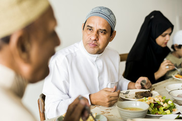 Muslim family having a Ramadan feast