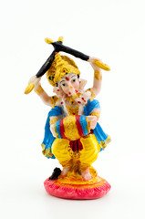 Gilded figure of the elephant Ganesha on white background