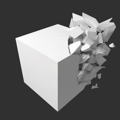 vector illustration of exploding cube
