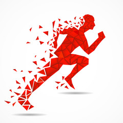 Obraz premium Abstract running man from colorful triangles, polygonal geometric design