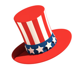 President's Day hat on isolated white background	- 3D Illustration