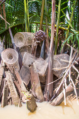 Fishing cages dry in the sun