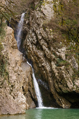 beautiful waterfall in national park sochi