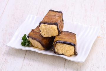 Eggplant with cheese roll