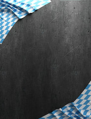 Rustic background for Oktoberfest with bavarian white and blue fabric - 3D rendering