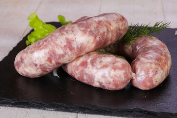 Raw pork sausages
