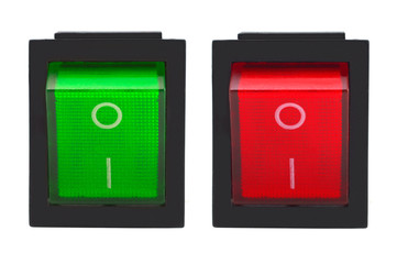 Red and green button on white background