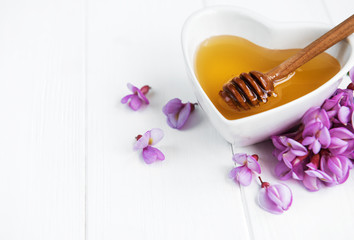 Honey with acacia blossoms