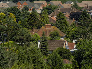 aerial view of suburbs - Birmingham England UK