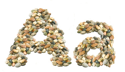isolated image of letter A made of stones on white background