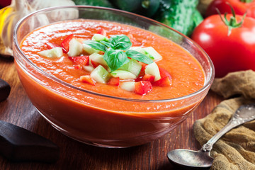 Spicy homemade gazpacho soup