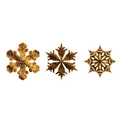 beautiful snowflakes in gold sequins