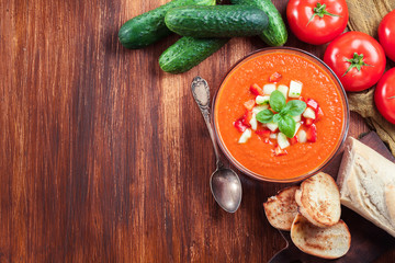 Spicy homemade gazpacho soup
