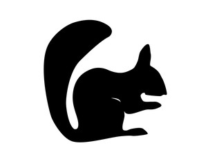 Black silhouette stylization squirrel on white, vector